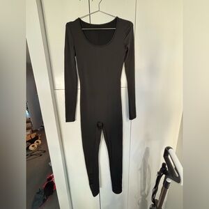 Black Long Sleeve Scoop Neck Jumpsuit